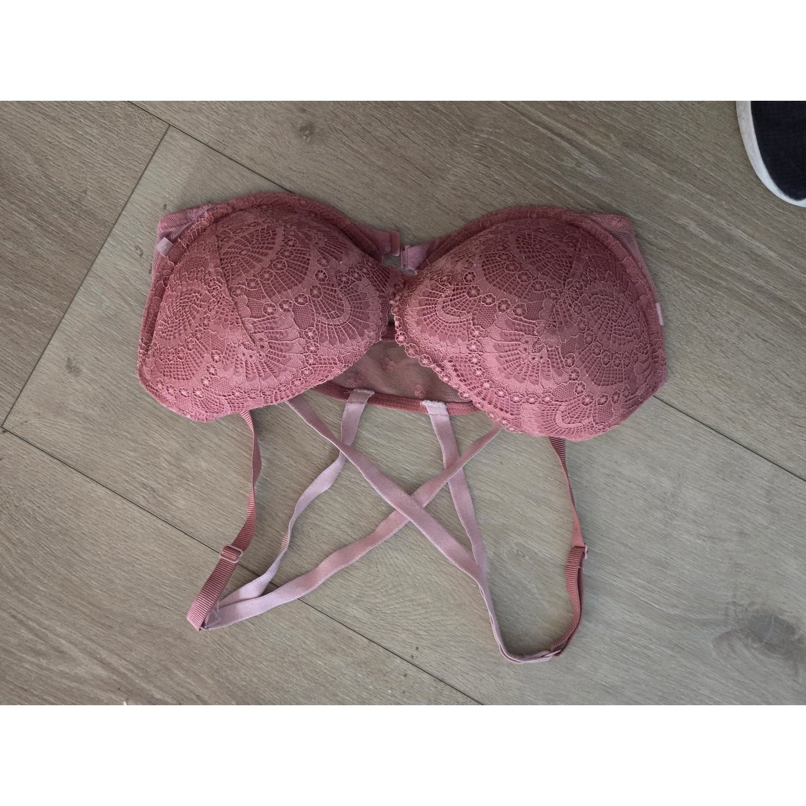 Victoria's Secret 36D Dark Pink Lace Mesh Bra Underwire Women's Lingerie - Thumbnail 3