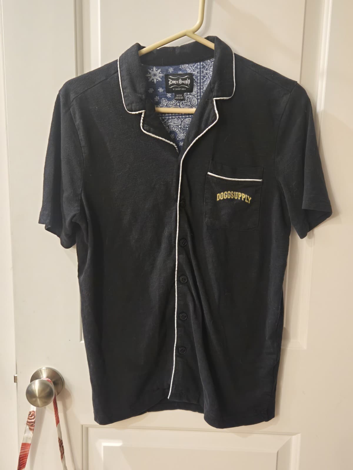 Dogg Supply by Snoop Dogg Button Up Shirt Black Pajama Style Bandana Lined Small - Thumbnail 2