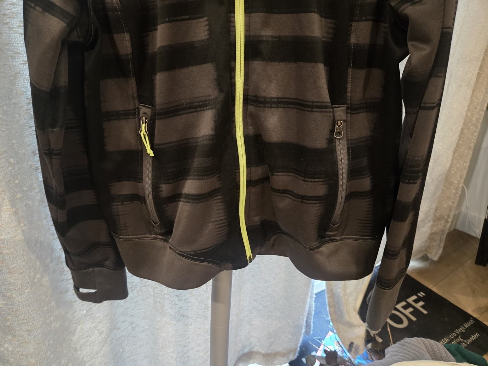 The North Face Womens Full Zip Track Jacket Large Black Gray Stripe Neon... - Thumbnail 2