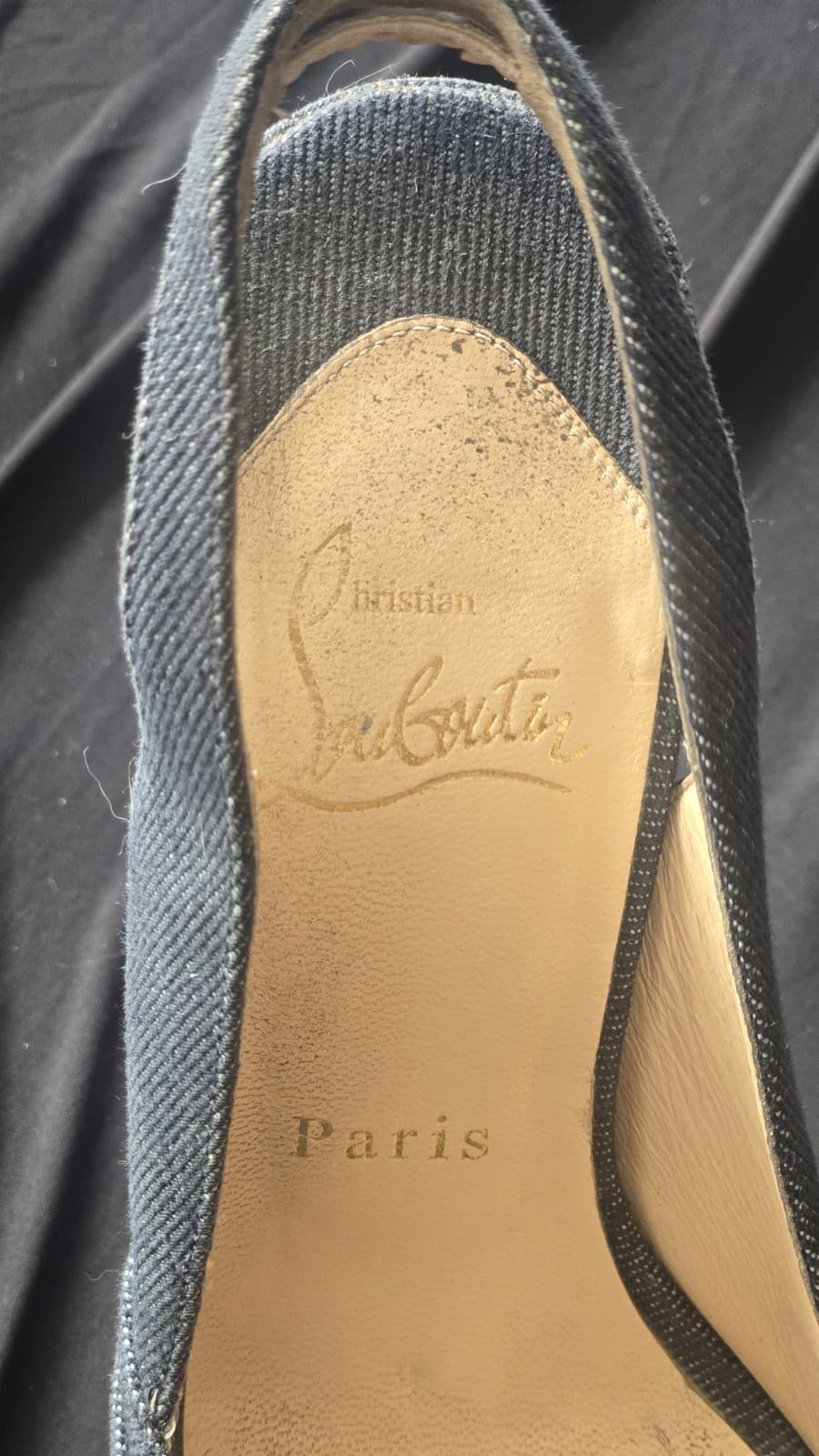 RED BOTTOMS! Christian Louboutin Denim Peep Toe Platform Heels Red Sole EU 38 - Thumbnail 10