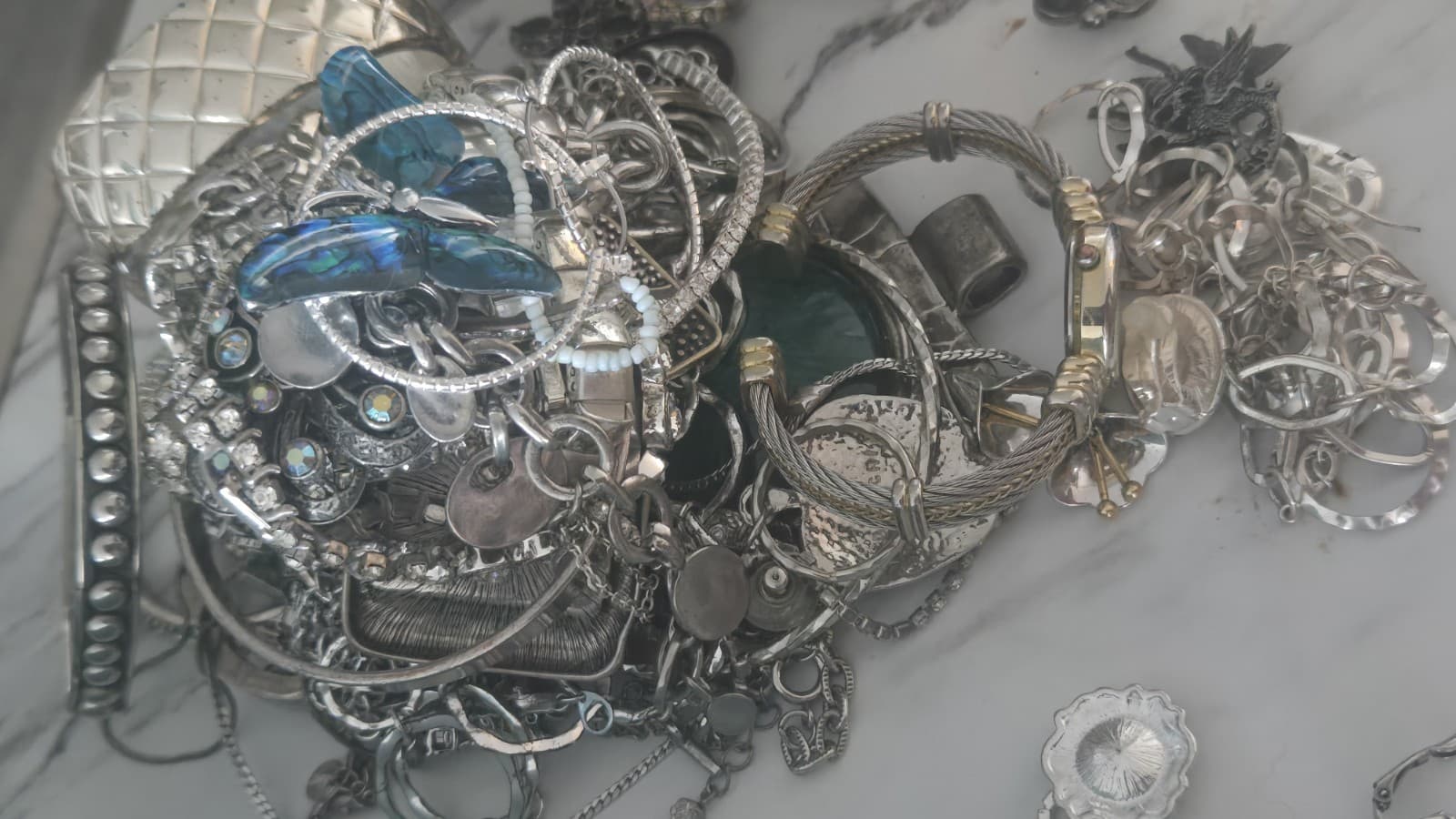 Unsearched Estate Vintage Sterling Silver And Silver Tone Jewelry Lot. - Thumbnail 13