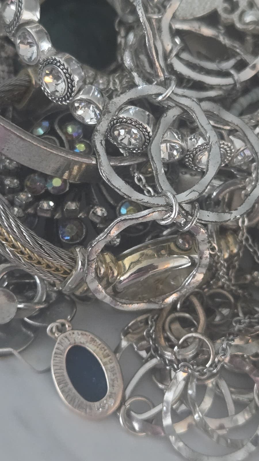 Unsearched Estate Vintage Sterling Silver And Silver Tone Jewelry Lot. - Thumbnail 11