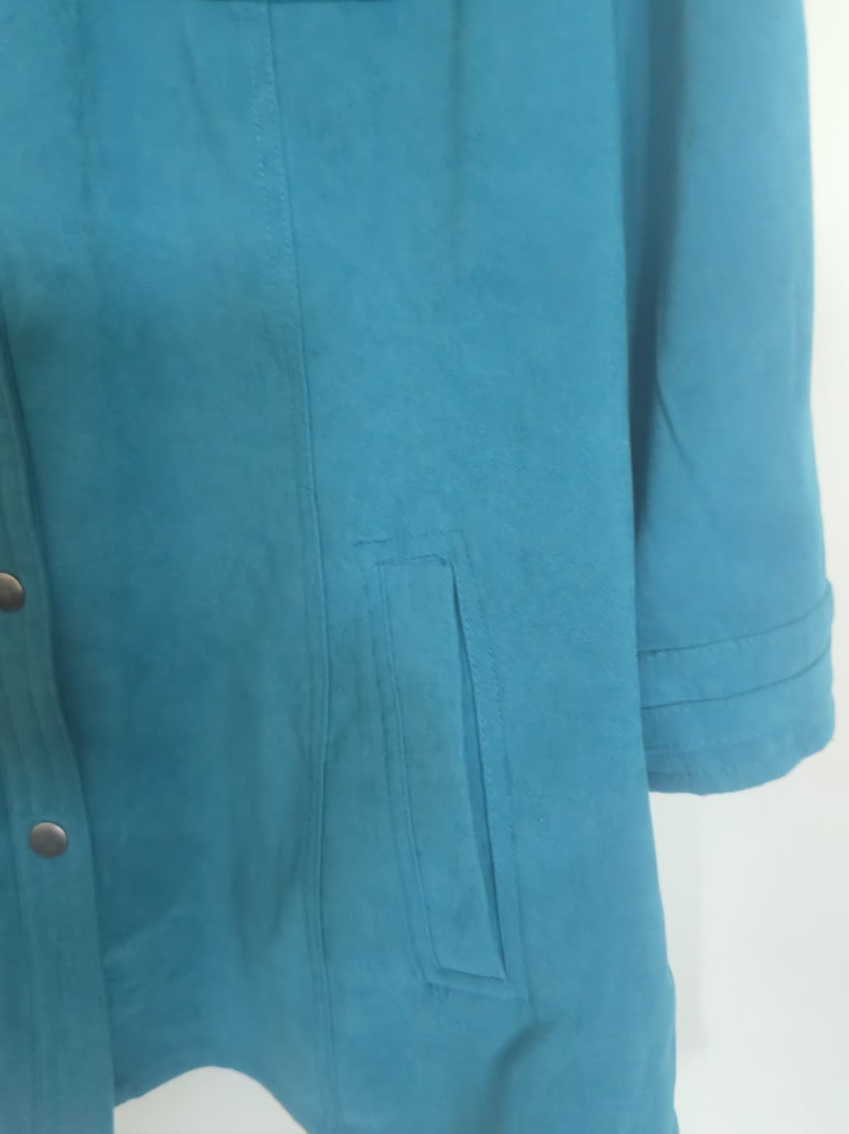JM Collection Teal Blue Faux Suede Long Sleeve Button Down L - Thumbnail 8
