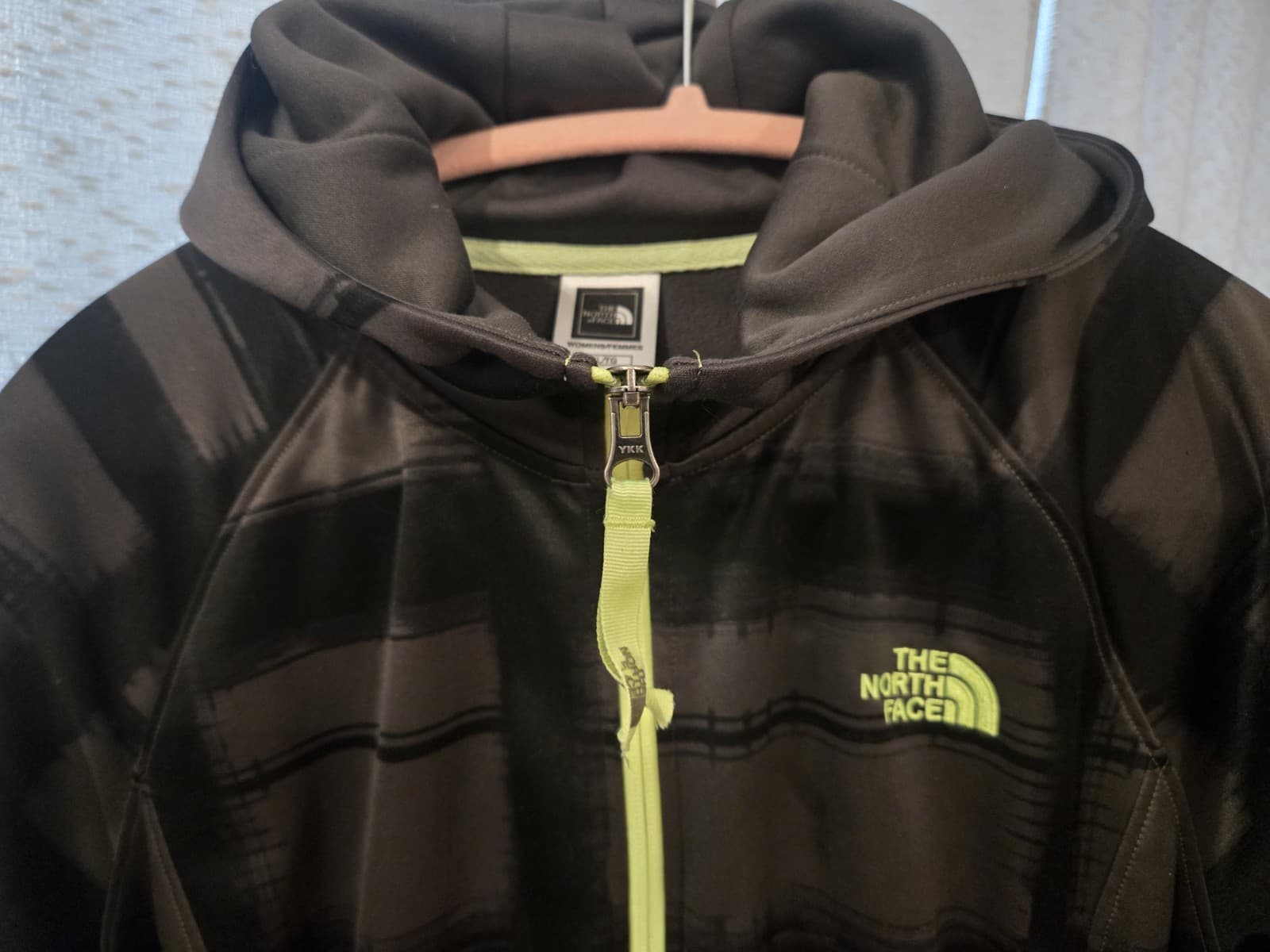 The North Face Womens Full Zip Track Jacket Large Black Gray Stripe Neon... - Thumbnail 6