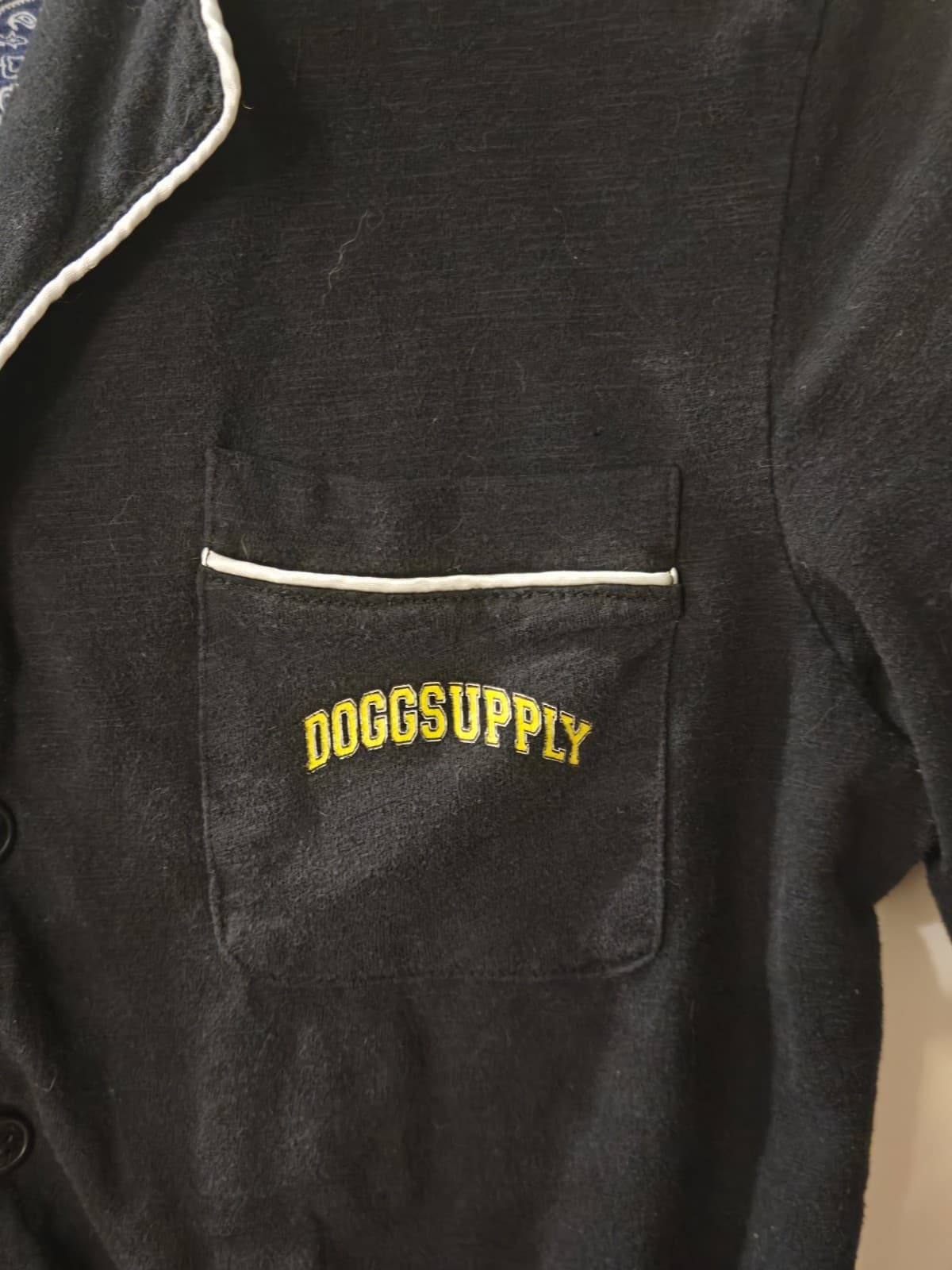 Dogg Supply by Snoop Dogg Button Up Shirt Black Pajama Style Bandana Lined Small - Thumbnail 3