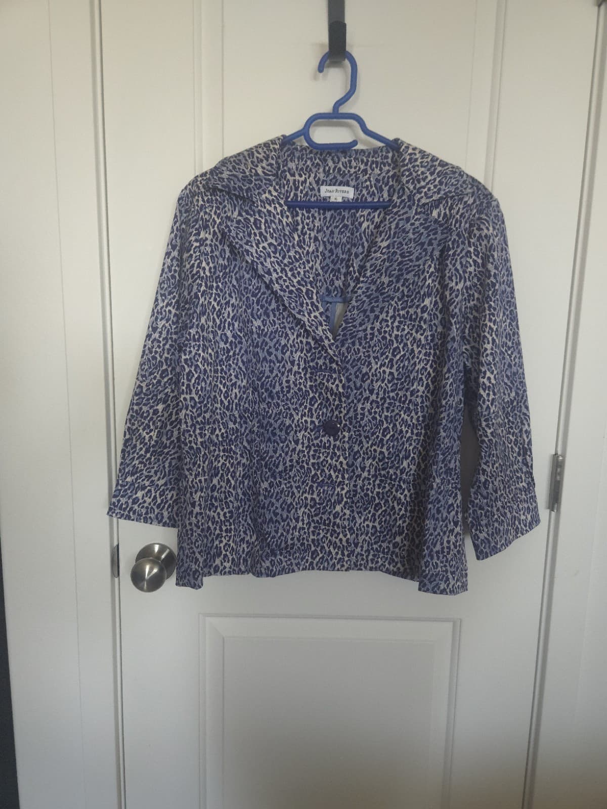 Joan Rivers Women's Blue Print Animal Jacket Size XL - Thumbnail 3