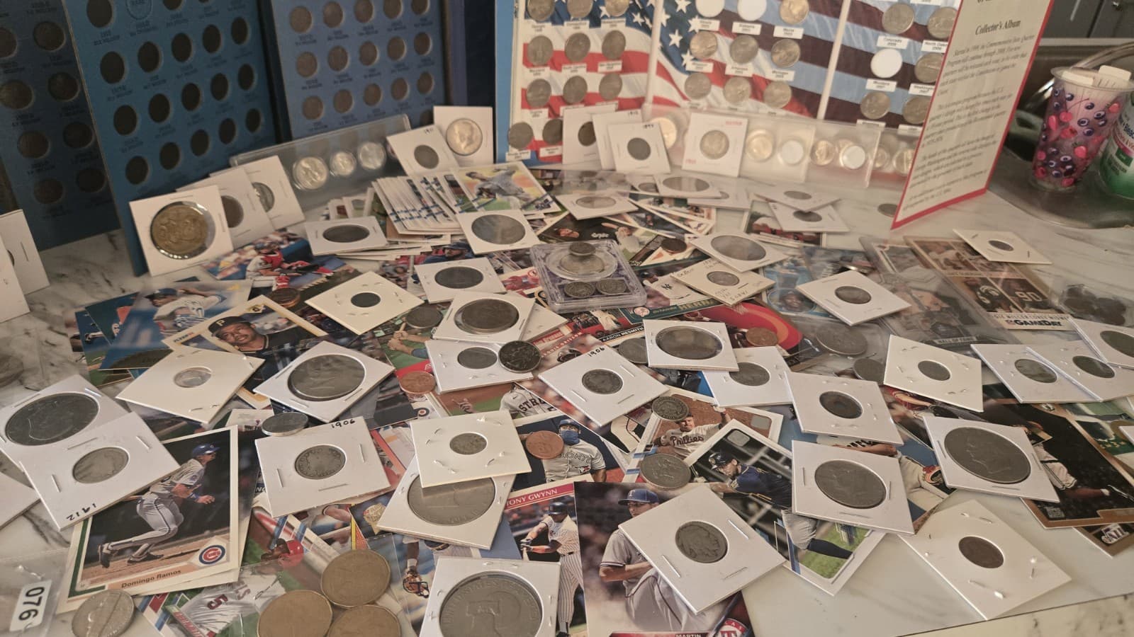 Estate Coin Junk Drawer Lot Mixed US Foreign Coins Albums Sports Cards ++ - Thumbnail 3