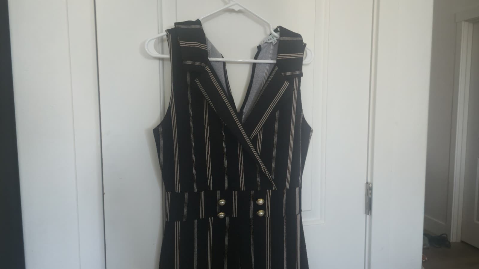 Almost Famous Jumpsuit (XL) Striped Button-Back-Neck Cut/Out-Back Zips-Back - Thumbnail 8