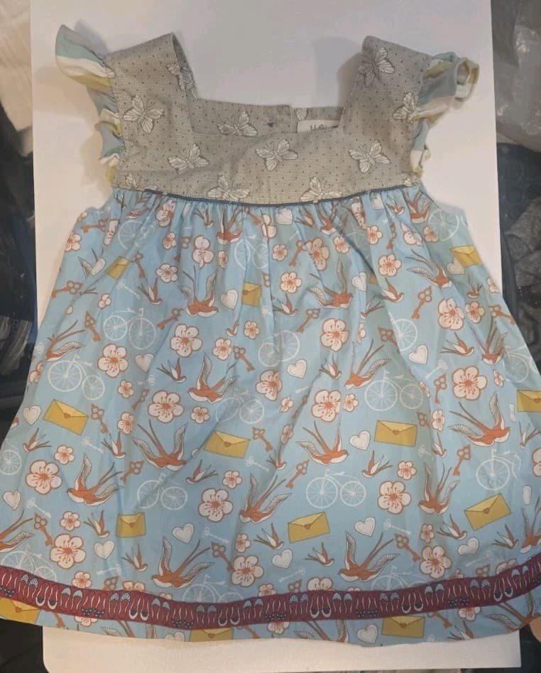 matilda jane girls child 5 medium birds flowers multiprint tank top shirt blouse - Thumbnail 2