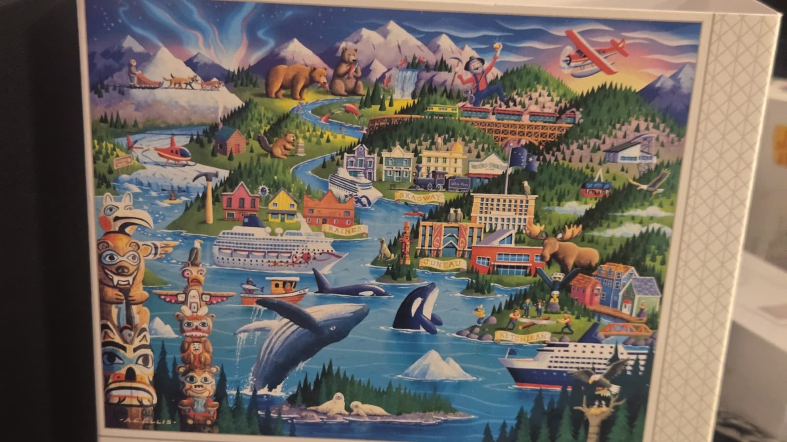 Boardwalk jigsaw puzzle, Alaska's Inside Passage, art by Andy C. Ellis, 500 pcs - Thumbnail 2