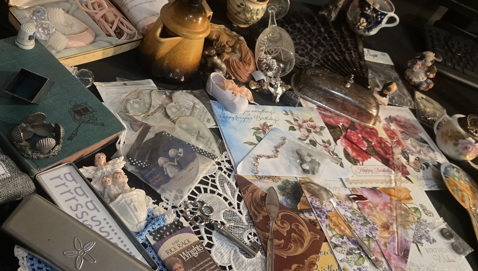 Vintage Junk Drawer Lot! Sighed Piece's Silver Crystal Jewelry - Thumbnail 8