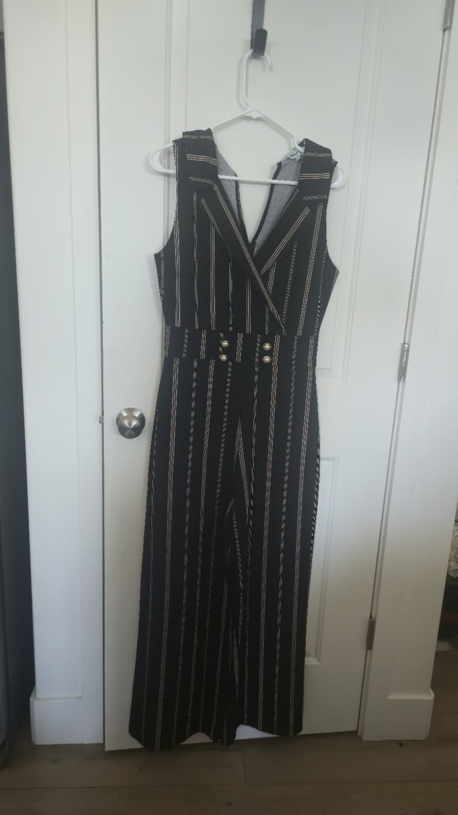 Almost Famous Jumpsuit (XL) Striped Button-Back-Neck Cut/Out-Back Zips-Back - Thumbnail 6