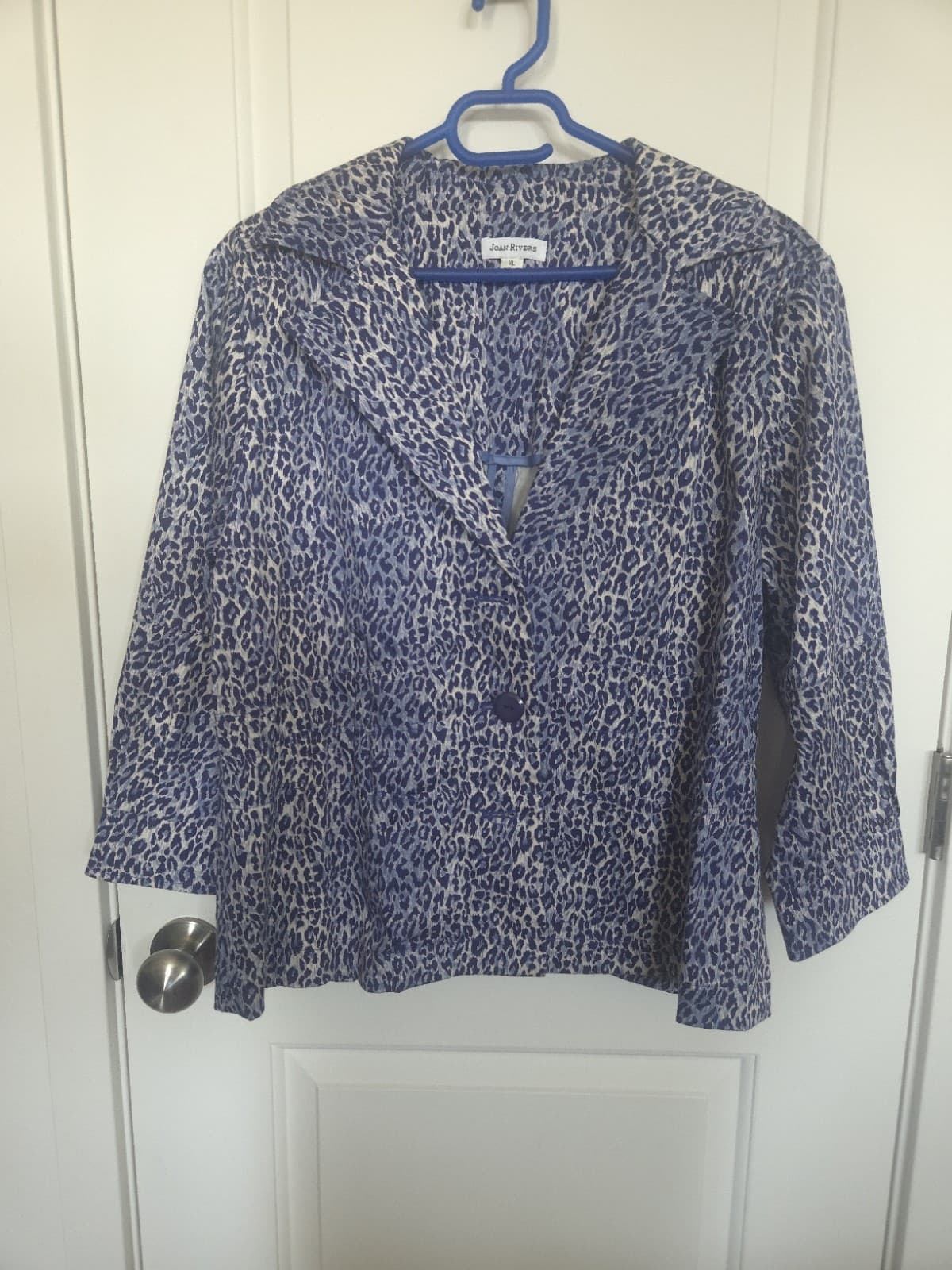 Joan Rivers Women's Blue Print Animal Jacket Size XL - Thumbnail 2