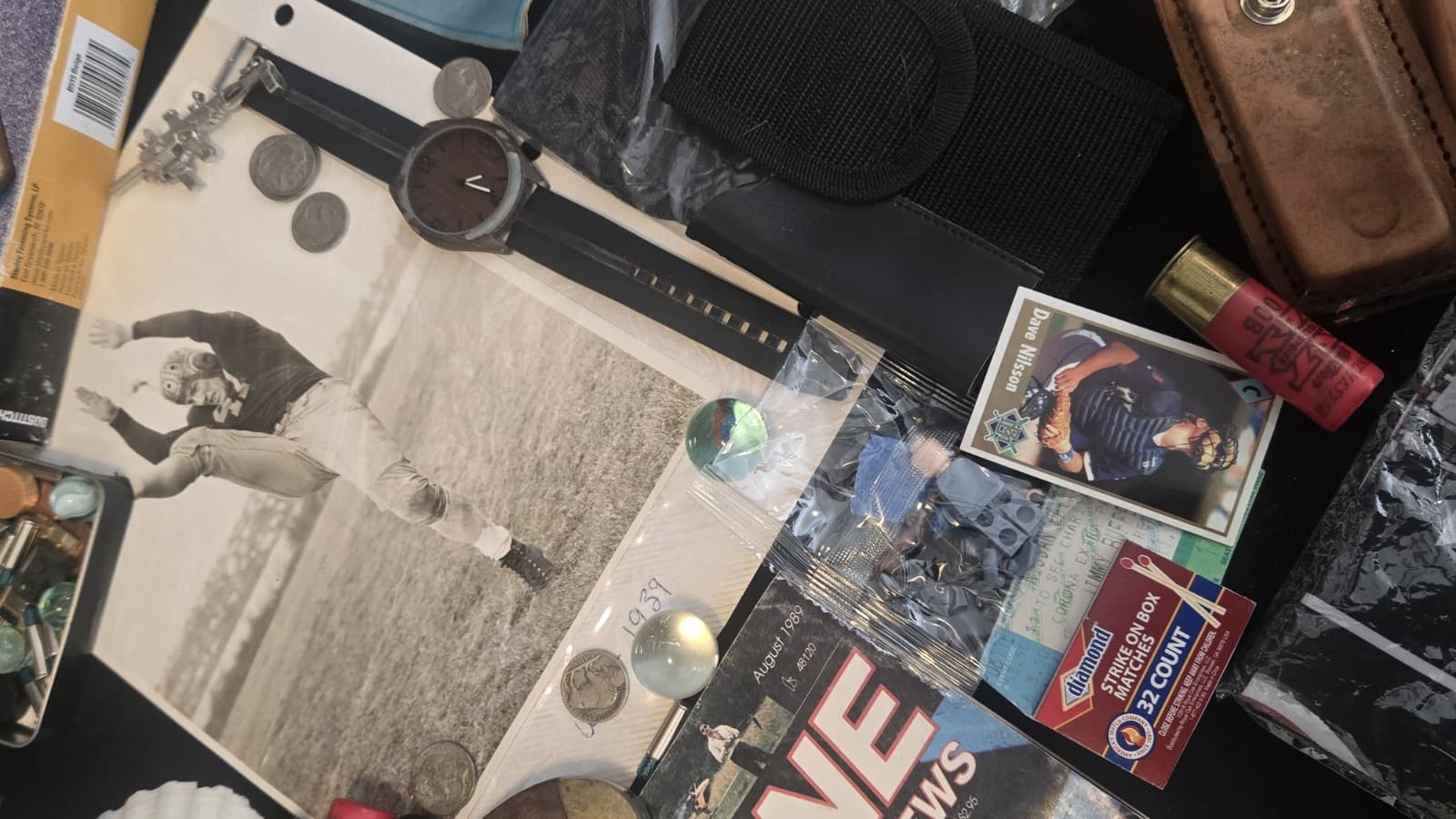 Vintage Men’s Junk Drawer Estate Lot Coins Knife LEGO Stamps Watch Tools - Thumbnail 12