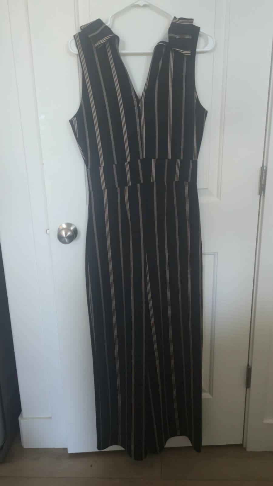 Almost Famous Jumpsuit (XL) Striped Button-Back-Neck Cut/Out-Back Zips-Back - Thumbnail 2