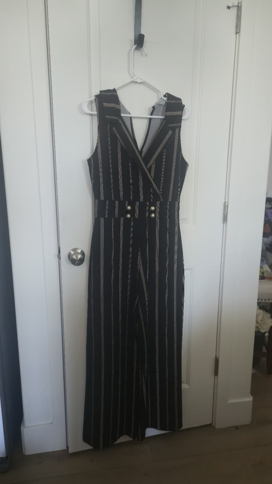 Almost Famous Jumpsuit (XL) Striped Button-Back-Neck Cut/Out-Back Zips-Back - Thumbnail 7