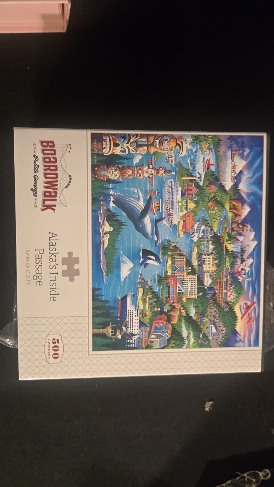 Boardwalk jigsaw puzzle, Alaska's Inside Passage, art by Andy C. Ellis, 500 pcs - Thumbnail 6