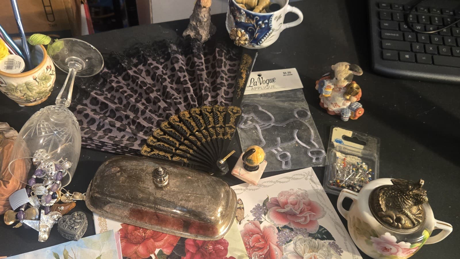 Vintage Junk Drawer Lot! Sighed Piece's Silver Crystal Jewelry - Thumbnail 4