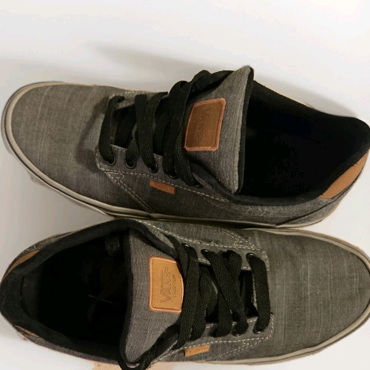 Vans Chapman Stripe Gray Black Low Top Sneakers Mens 9.5 Canvas Casual Shoes - Thumbnail 2