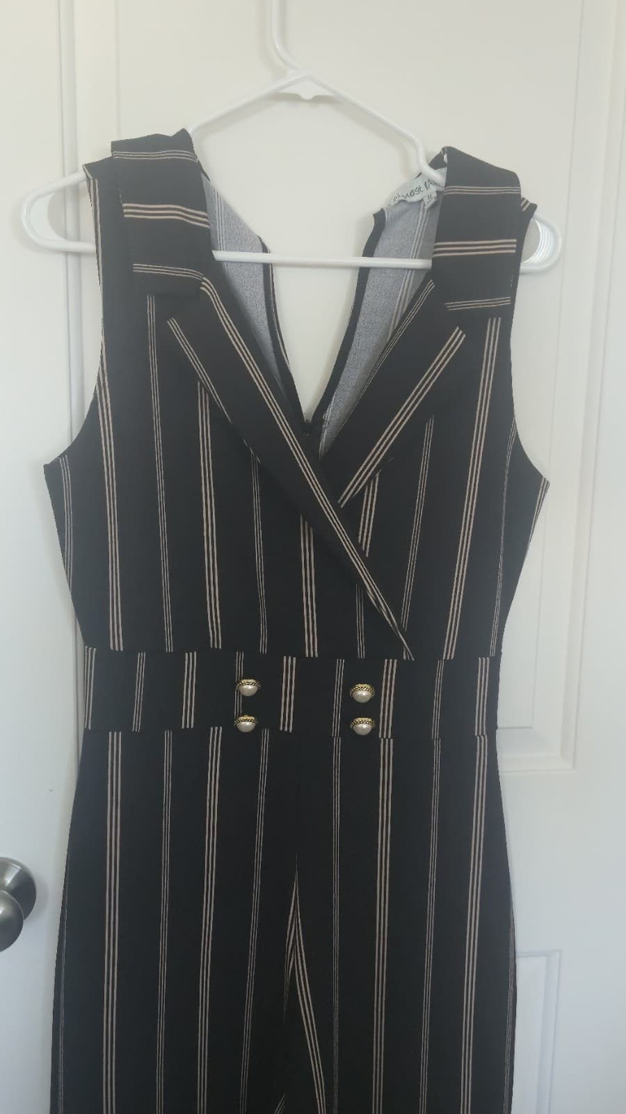 Almost Famous Jumpsuit (XL) Striped Button-Back-Neck Cut/Out-Back Zips-Back - Thumbnail 11
