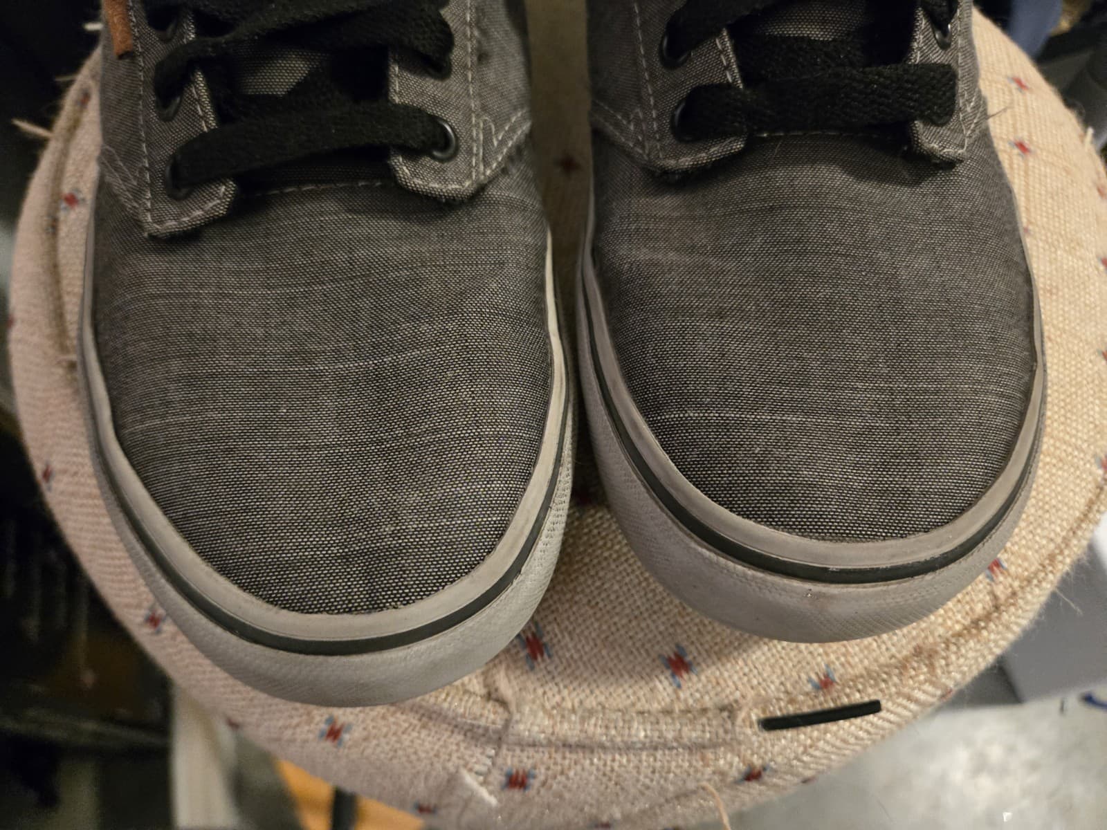 Vans Chapman Stripe Gray Black Low Top Sneakers Mens 9.5 Canvas Casual Shoes - Thumbnail 4