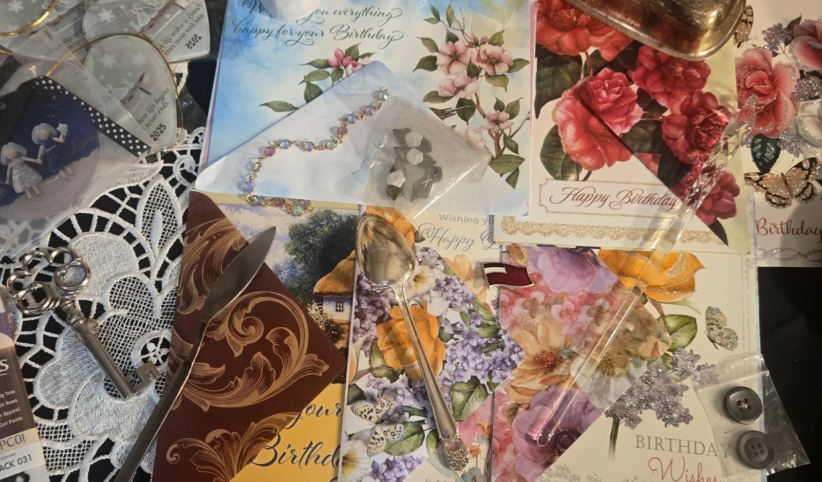 Vintage Junk Drawer Lot! Sighed Piece's Silver Crystal Jewelry - Thumbnail 11