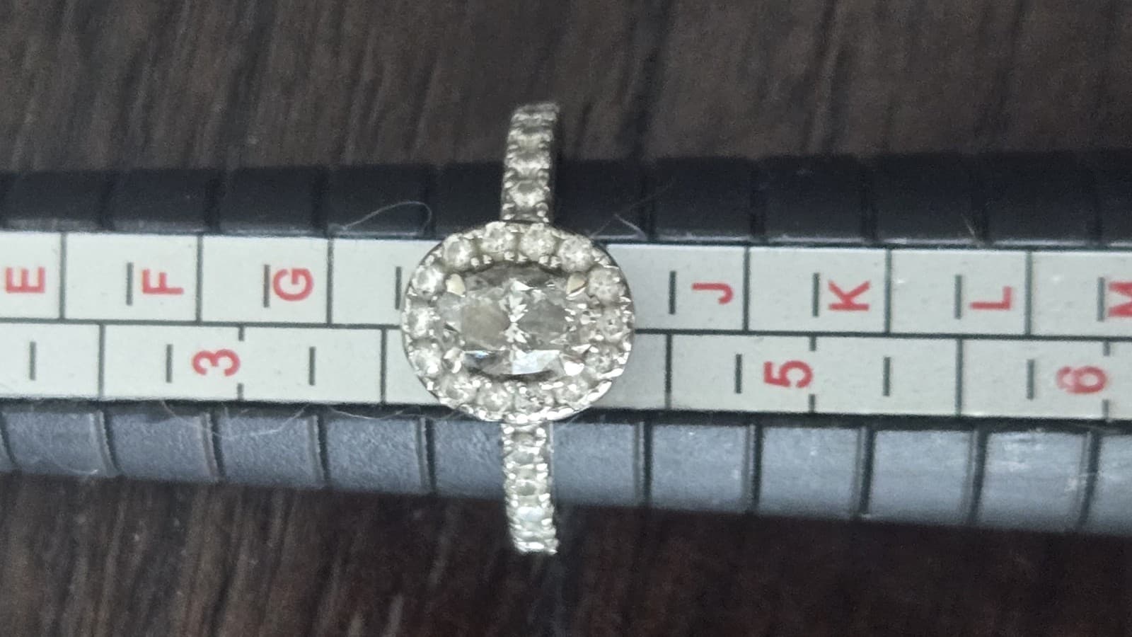 14K White Gold 1 CTW Oval Diamond Halo Engagement Ring Estate - Thumbnail 2