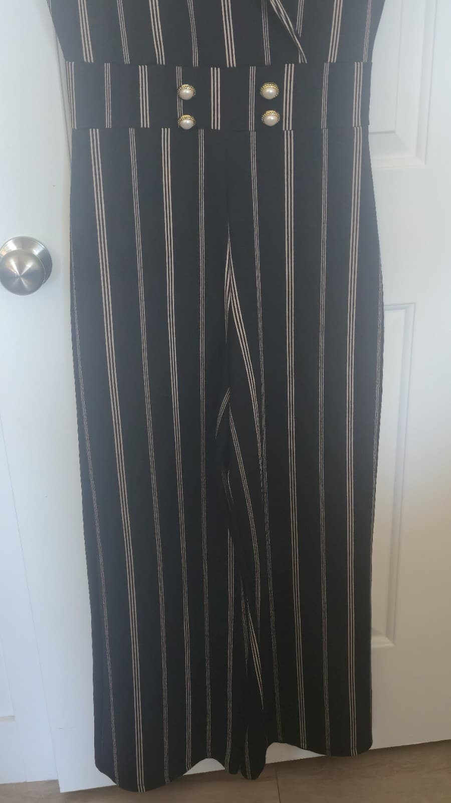 Almost Famous Jumpsuit (XL) Striped Button-Back-Neck Cut/Out-Back Zips-Back - Thumbnail 9