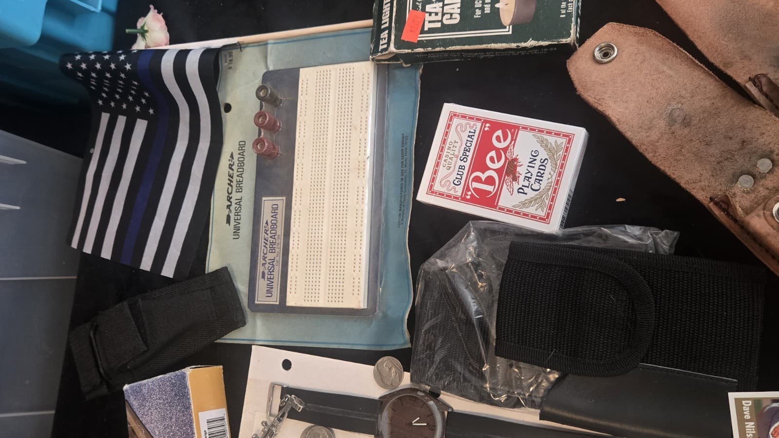 Vintage Men’s Junk Drawer Estate Lot Coins Knife LEGO Stamps Watch Tools - Thumbnail 5