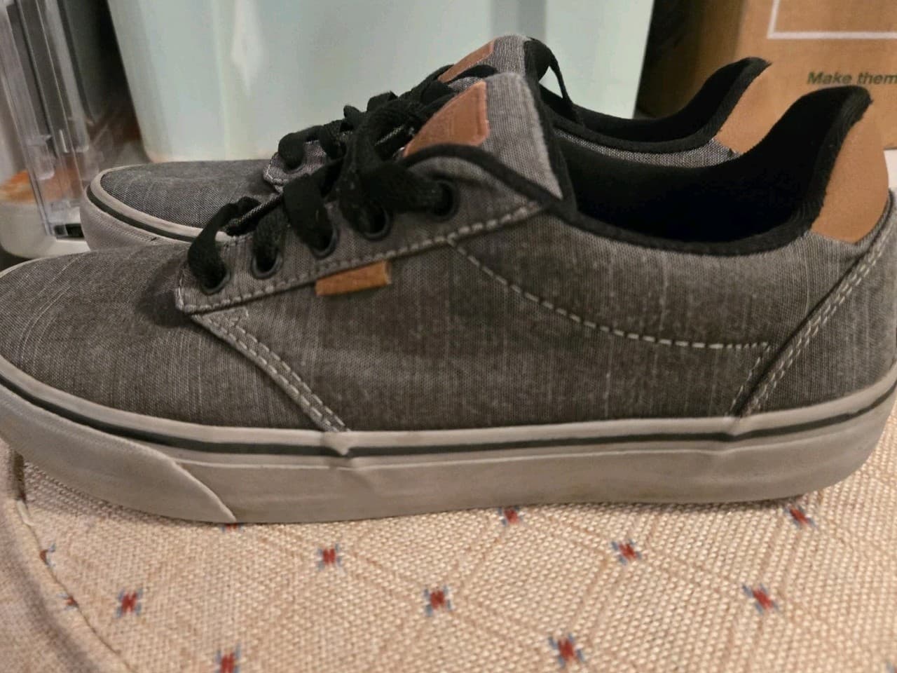 Vans Chapman Stripe Gray Black Low Top Sneakers Mens 9.5 Canvas Casual Shoes - Thumbnail 6