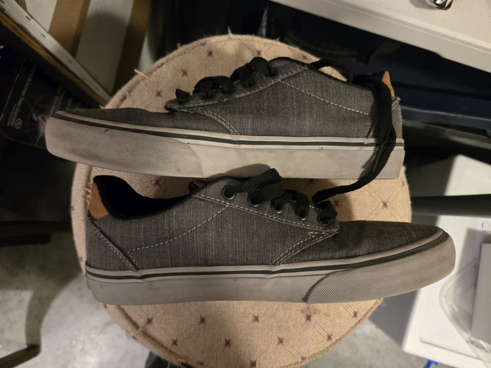 Vans Chapman Stripe Gray Black Low Top Sneakers Mens 9.5 Canvas Casual Shoes - Thumbnail 13