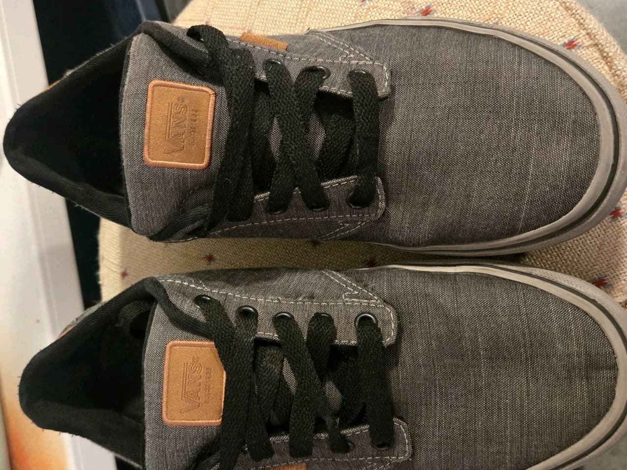 Vans Chapman Stripe Gray Black Low Top Sneakers Mens 9.5 Canvas Casual Shoes - Thumbnail 3
