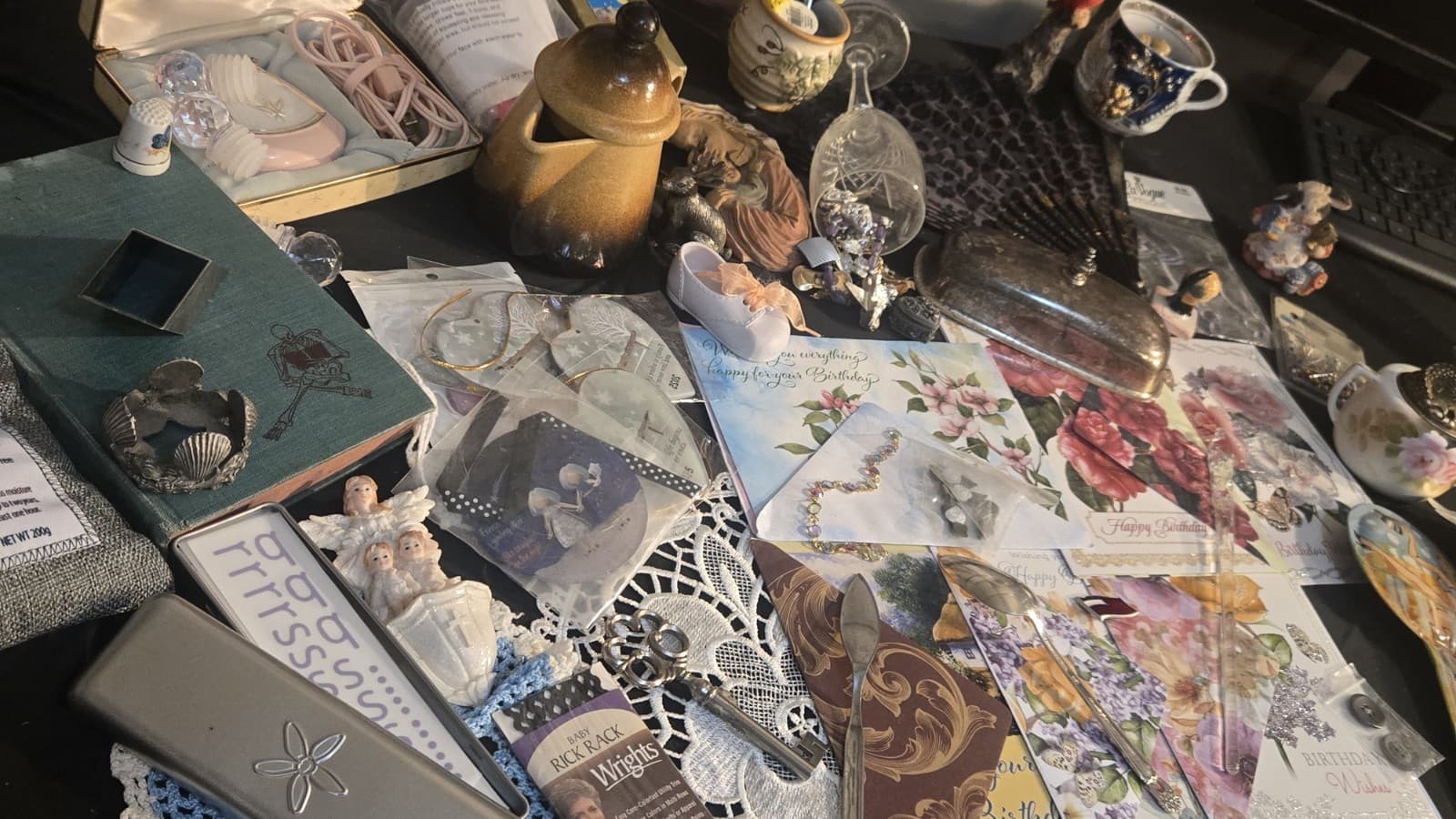 Vintage Junk Drawer Lot! Sighed Piece's Silver Crystal Jewelry - Thumbnail 21