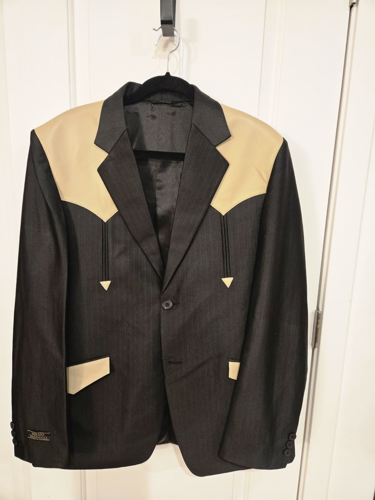 Sergio Vaducci Vintage Western Blazer Mens XL Black Tan Suit Jacket - Thumbnail 2