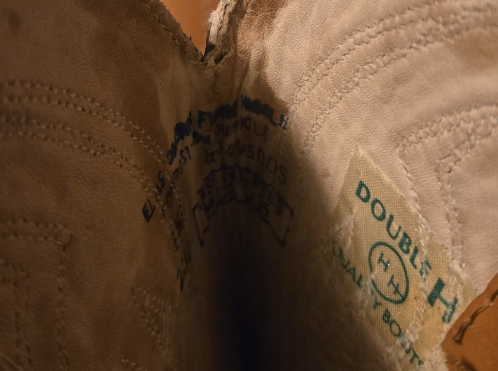 Double HH Brown Leather Cowboy Western Boots Men's - Thumbnail 6