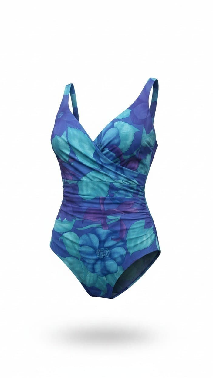 Vintage 1970s Roxanne Floral Swimdress & Matching Sarong Wrap 2-Piece Set - Thumbnail 12