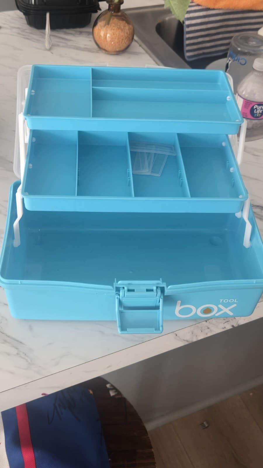 3-Layer Clear Plastic Dividing Storage Box Craft Organizer and Storage with A... - Thumbnail 4