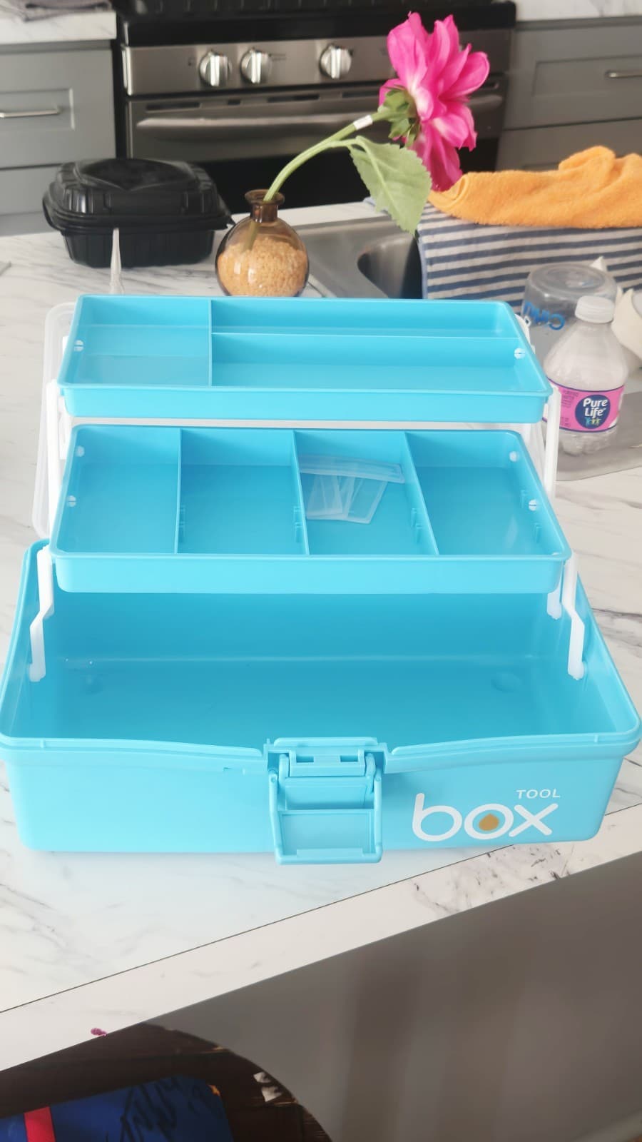 3-Layer Clear Plastic Dividing Storage Box Craft Organizer and Storage with A... - Thumbnail 6