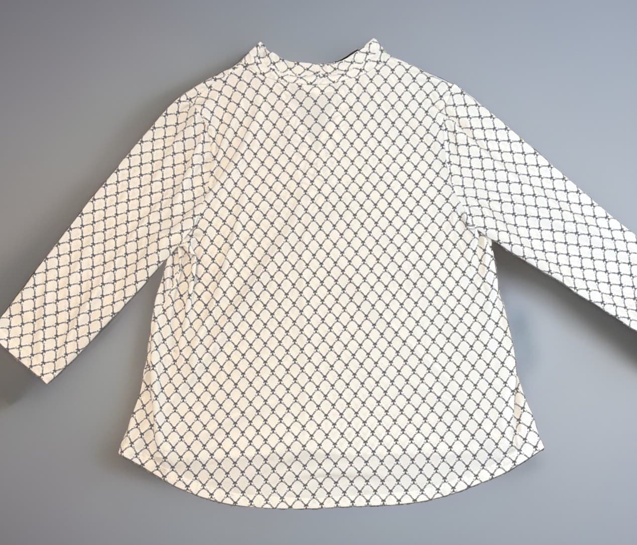 Charter Club White Black Geometric Button 3/4 Sleeve V-Neck Knit Blouse XL - Thumbnail 3