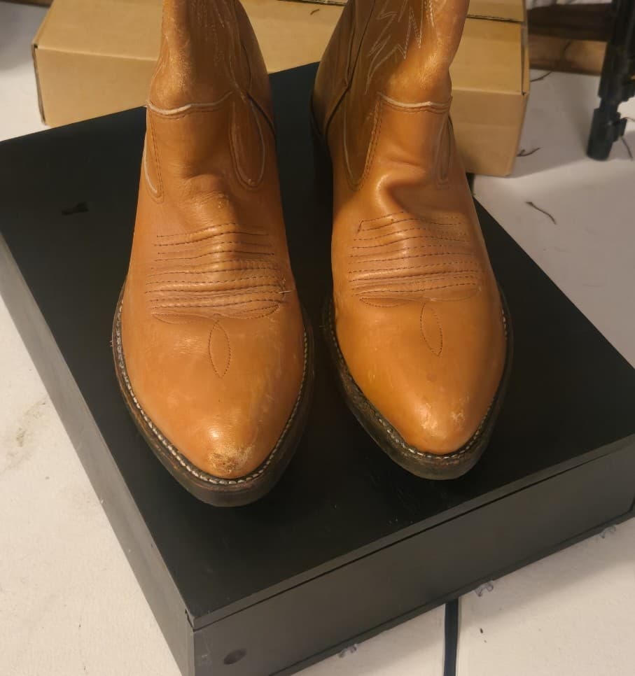 Double HH Brown Leather Cowboy Western Boots Men's - Thumbnail 13
