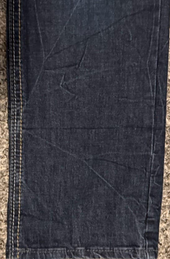 Lamasini Men Jeans Blue 34x32 Embroidered Pockets Thick Stitch Dark Wash - Thumbnail 4