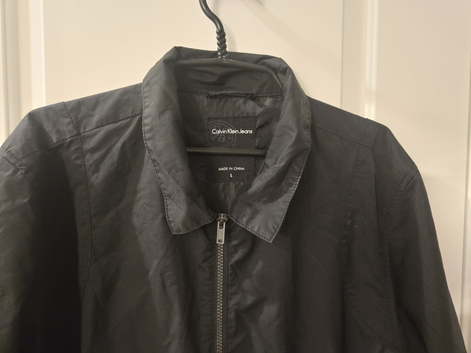 Calvin Klein Jeans Mens Large Black Zip Up Jacket Lightweight - Thumbnail 2