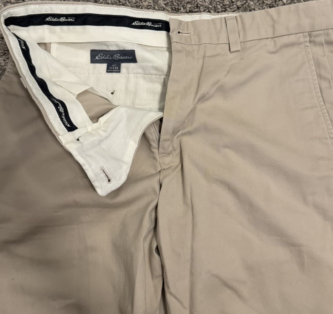 EDDIE BAUER BEIGE COTTON PLEATS CUFFS PANTS MEN (there Is Mark But Washable) - Thumbnail 3
