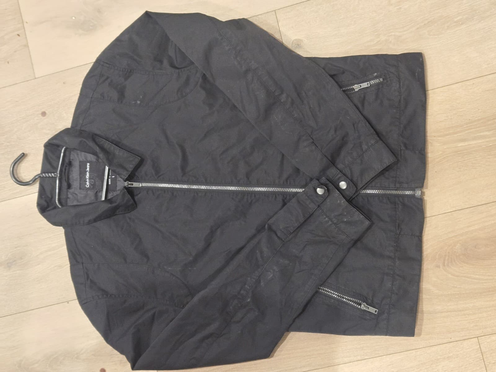 Calvin Klein Jeans Mens Large Black Zip Up Jacket Lightweight - Thumbnail 6