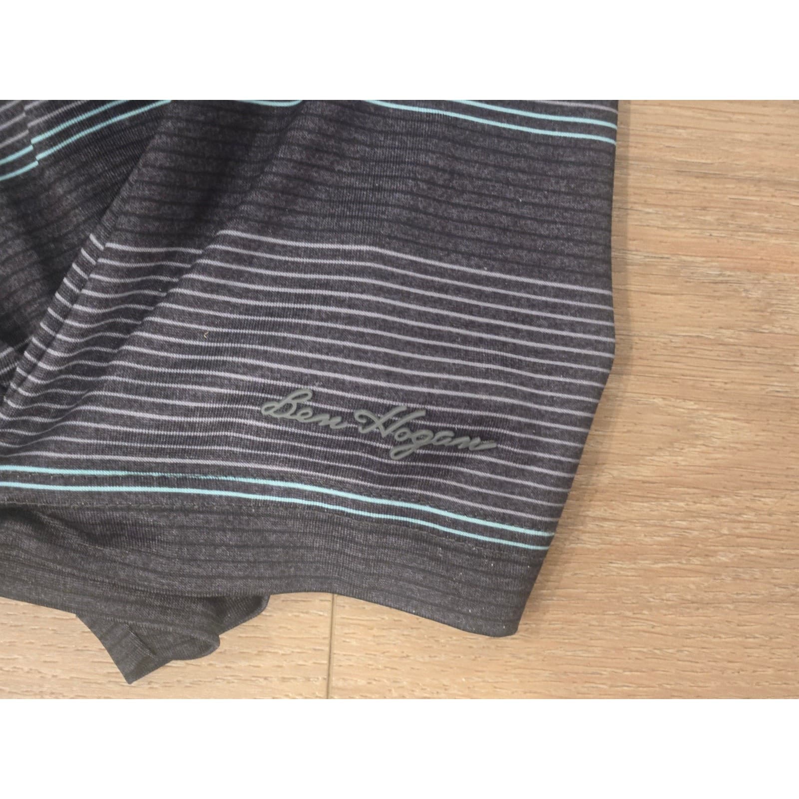 Ben Hogan Performance Polo Shirt Mens XL Gray Blue Striped Golf Short Sleeve - Thumbnail 4