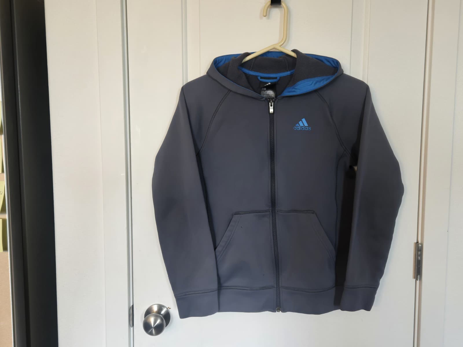 Adidas Big Boys Hoodie Full Zip Large (14/16) Fleece Lined Long Sleeve Pockets - Thumbnail 3