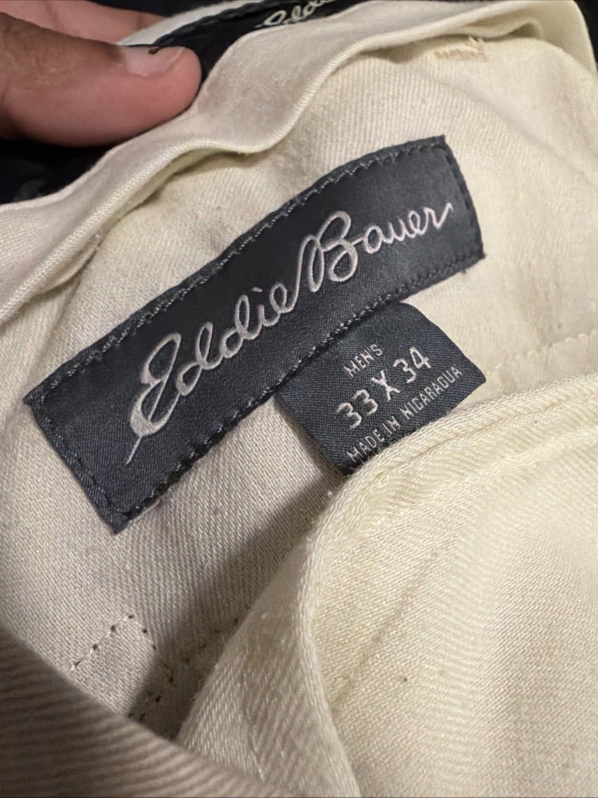 EDDIE BAUER BEIGE COTTON PLEATS CUFFS PANTS MEN (there Is Mark But Washable) - Thumbnail 4
