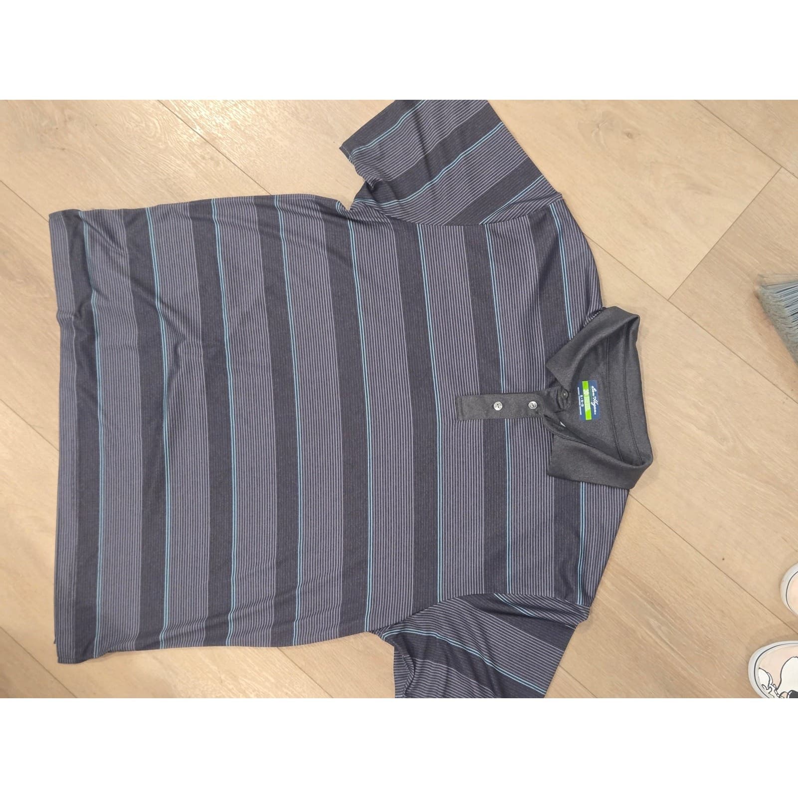 Ben Hogan Performance Polo Shirt Mens XL Gray Blue Striped Golf Short Sleeve - Thumbnail 2