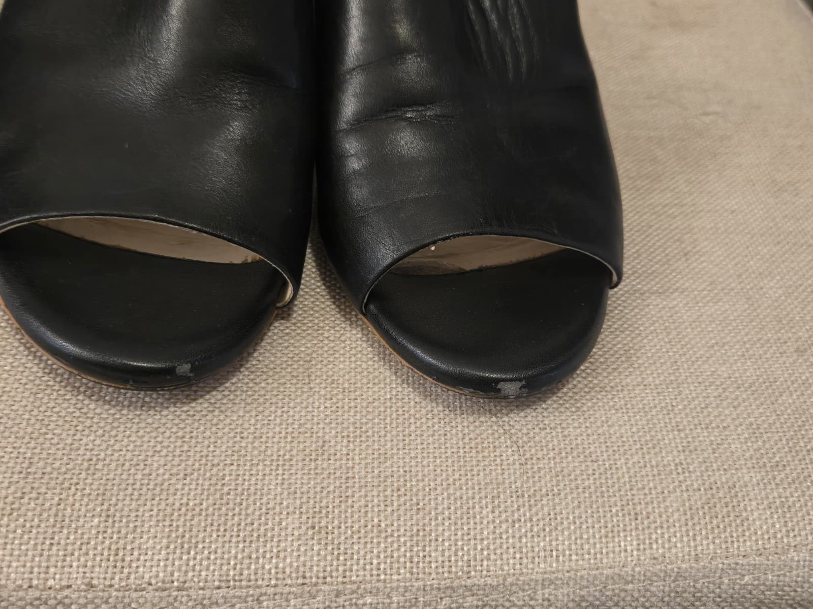 Cole Haan Black Leather Mule Heels Block Heel Slip On Open Toe Womens Size 8.5B - Thumbnail 7
