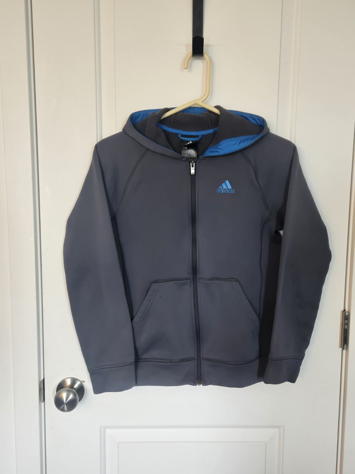 Adidas Big Boys Hoodie Full Zip Large (14/16) Fleece Lined Long Sleeve Pockets - Thumbnail 2